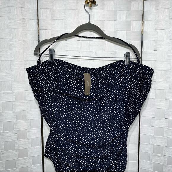 J. Crew Women’s Ruched Bandeau One Piece Swimsuit In Dot Womens Plus Size 24 - Picture 13 of 15